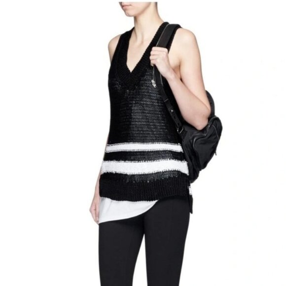 RAG BONE'DINA STRIPE CHUNKY KNIT SLEEVELESS TOP - Picture 1 of 15